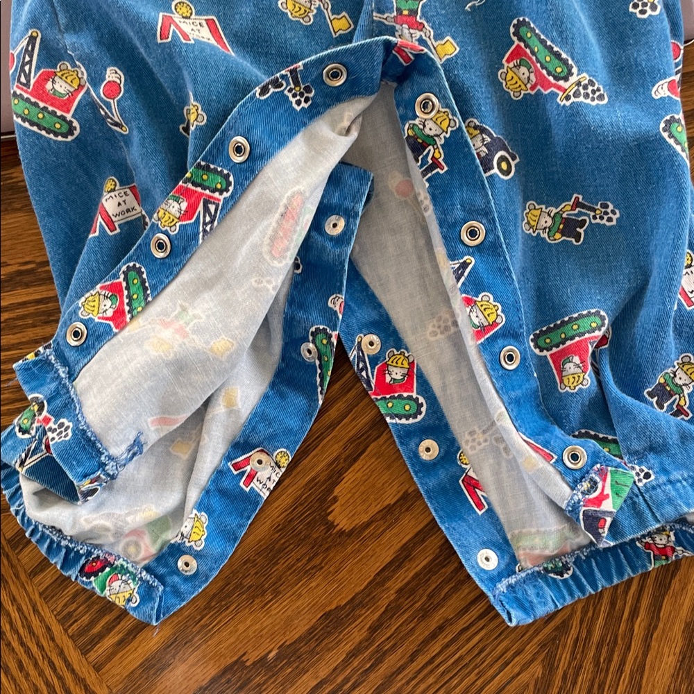 Vintage OshKosh B'gosh Blue Kids Overalls "Mice at work" - Picture 8 of 11